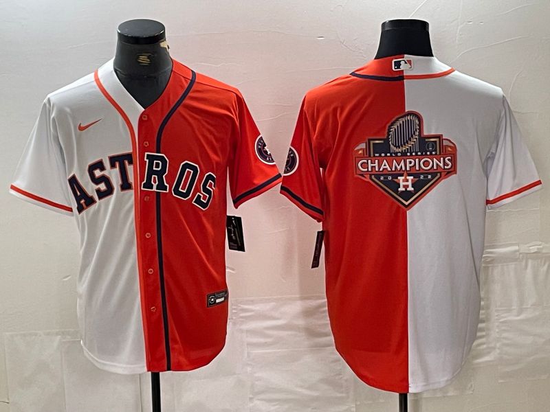 Men Houston Astros Blank White orange Nike 2024 MLB Jersey style 5